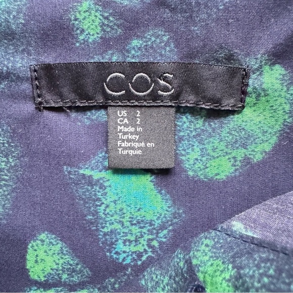 COS Blue and Green Abstract Graphic Collared Blouse 100% Cotton - Picture 3 of 6